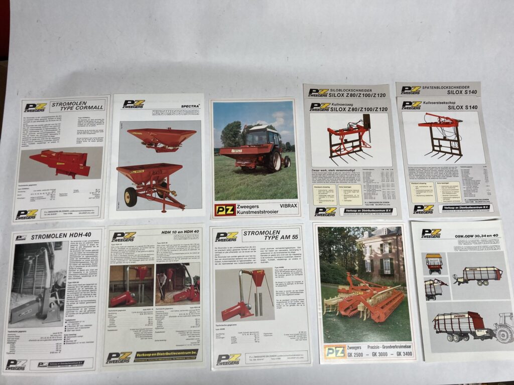 Set folders PZ stromolens Vibrax Silox opraapwagen 12 stuks New-Old-Stock