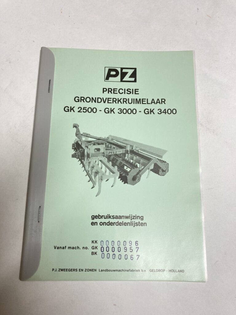 PZ Grondverkruimelaar GK2500 GK3000 GK3400 handleiding